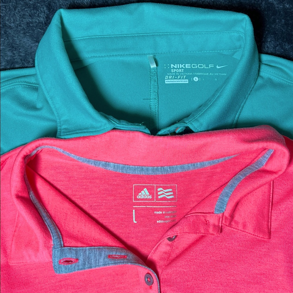 Bundle of 2 Women's Adidas top - Nike Golf Dri-Fit Green Polo Shirt Size Large
